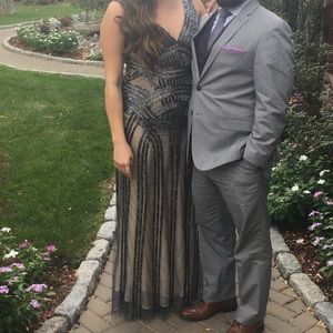 Basix Navy & champagne dress